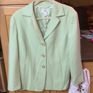 Talbots pale lime green wool and cashmere jacket